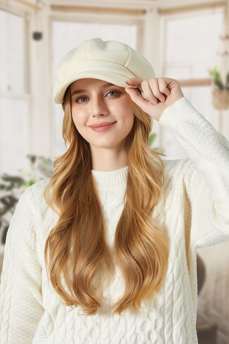 Sumolux Women Beret Newsboy Hat French Wool Cap Classic Autumn Spring Winter Hats Beige - Image 4
